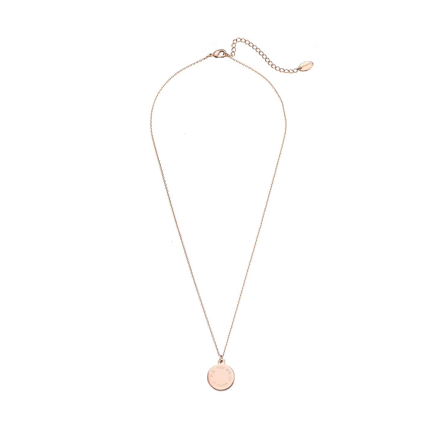 You Worth Pendant Necklace, Dainty Sliver Coin Disc Necklace, Symbology Sentiment, PS I love you, Anniversary, Girlfriend Gift (Gift boxed)