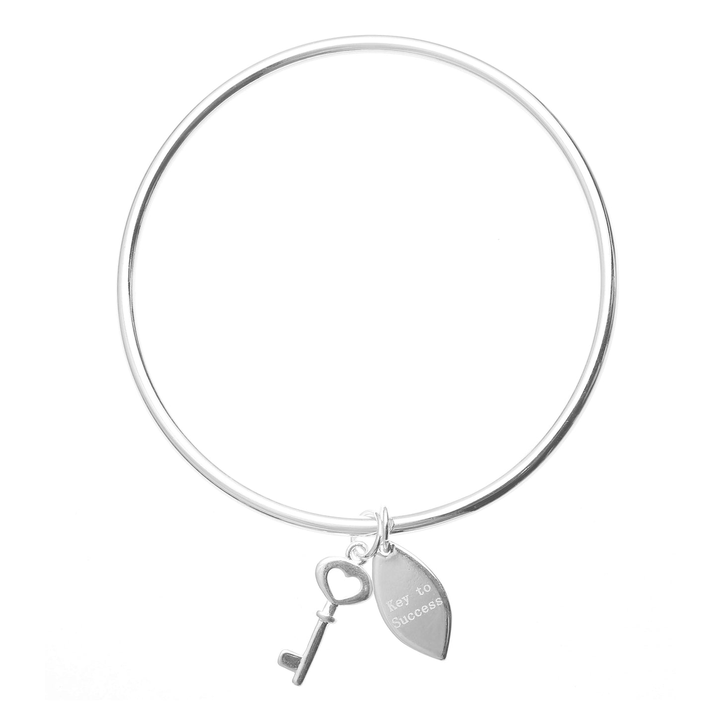 Key To Success Bangle with Silver Key charm, Symbology, Symbol Bangle, Good Luck, New Job, University Encouraging Family Gift (Gift boxed)