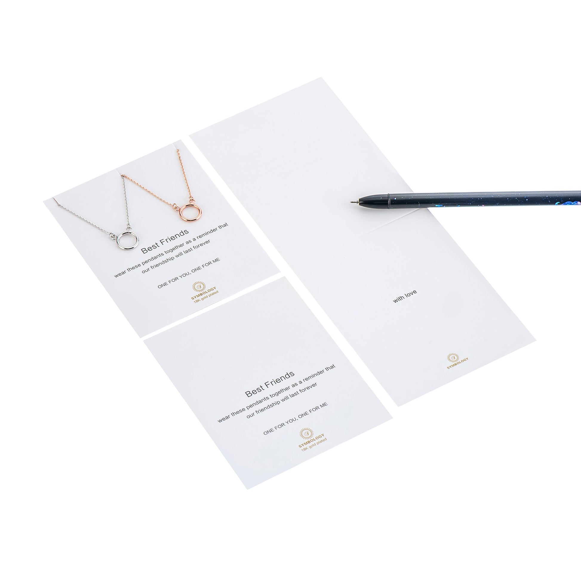 Best Friend Gift ,Duo Necklace,Silver and Rose Gold Circle Pendant Charm, Symbology, Best Friends,Birthday Gift, Sister Gift (Gift boxed)