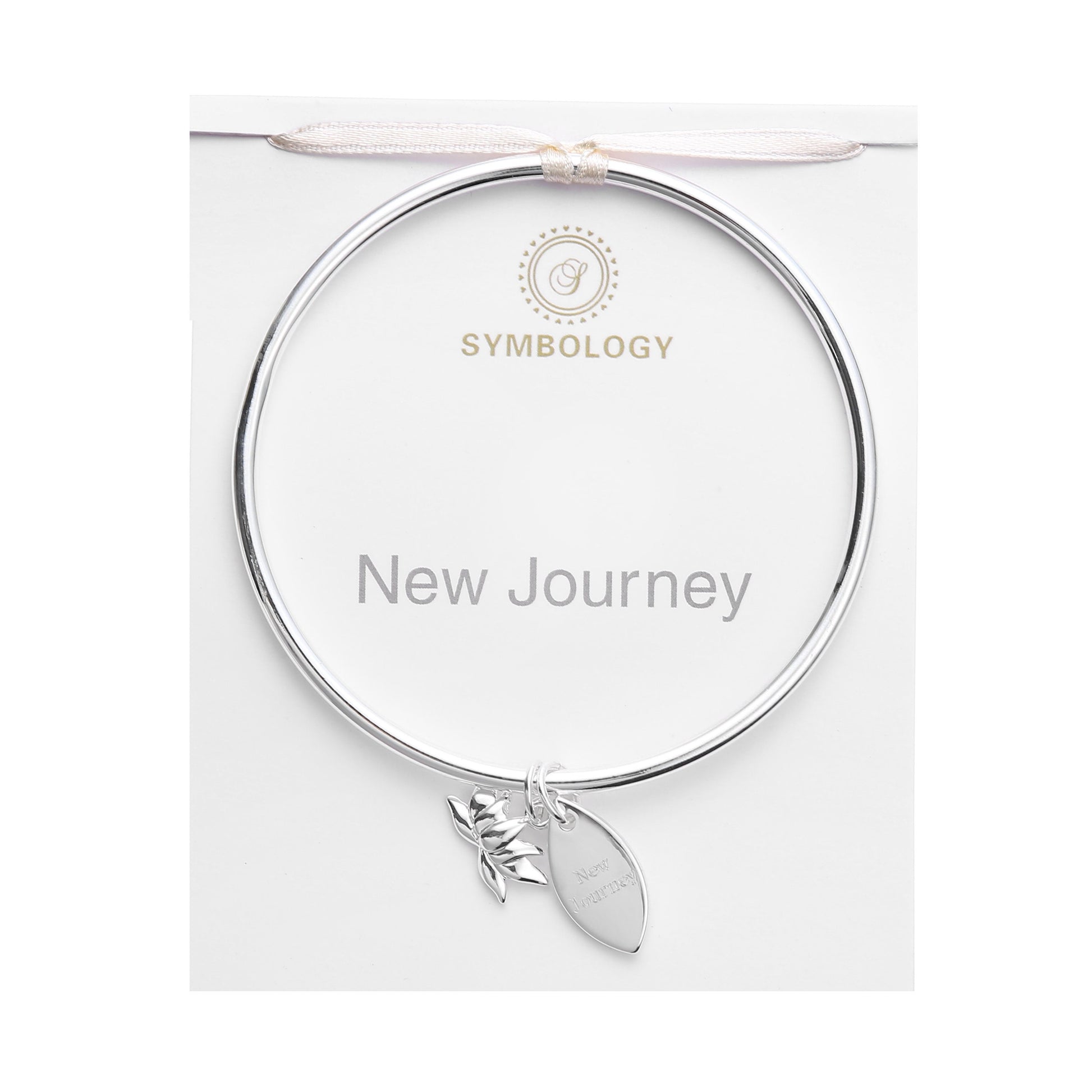 New Journey Bangle with Silver Lotus Charm, Symbology, Symbol Bangle, New Job Gift, Moving Gift, Beginning of 2021 (Gift boxed)