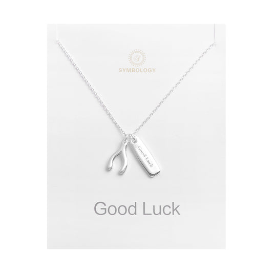 Silver Wishbone Charm Necklace, Birthstone Initial Good Luck Pendant, Graduation Gift, New Job Gift,Sentimental Gift for Friend,Gift for Her