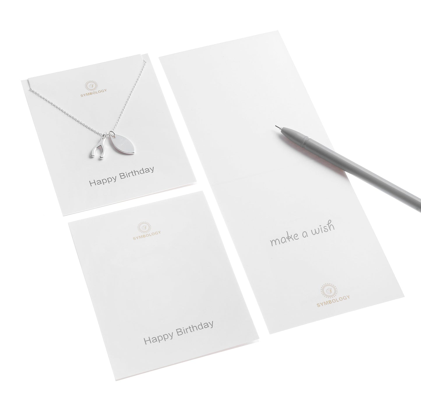 Happy Birthday Personalised Necklace, Silver Wish Bone Charm, Birthstone Initial Pendant, Sentimental Womens Jewellery, Bday Gift for Her