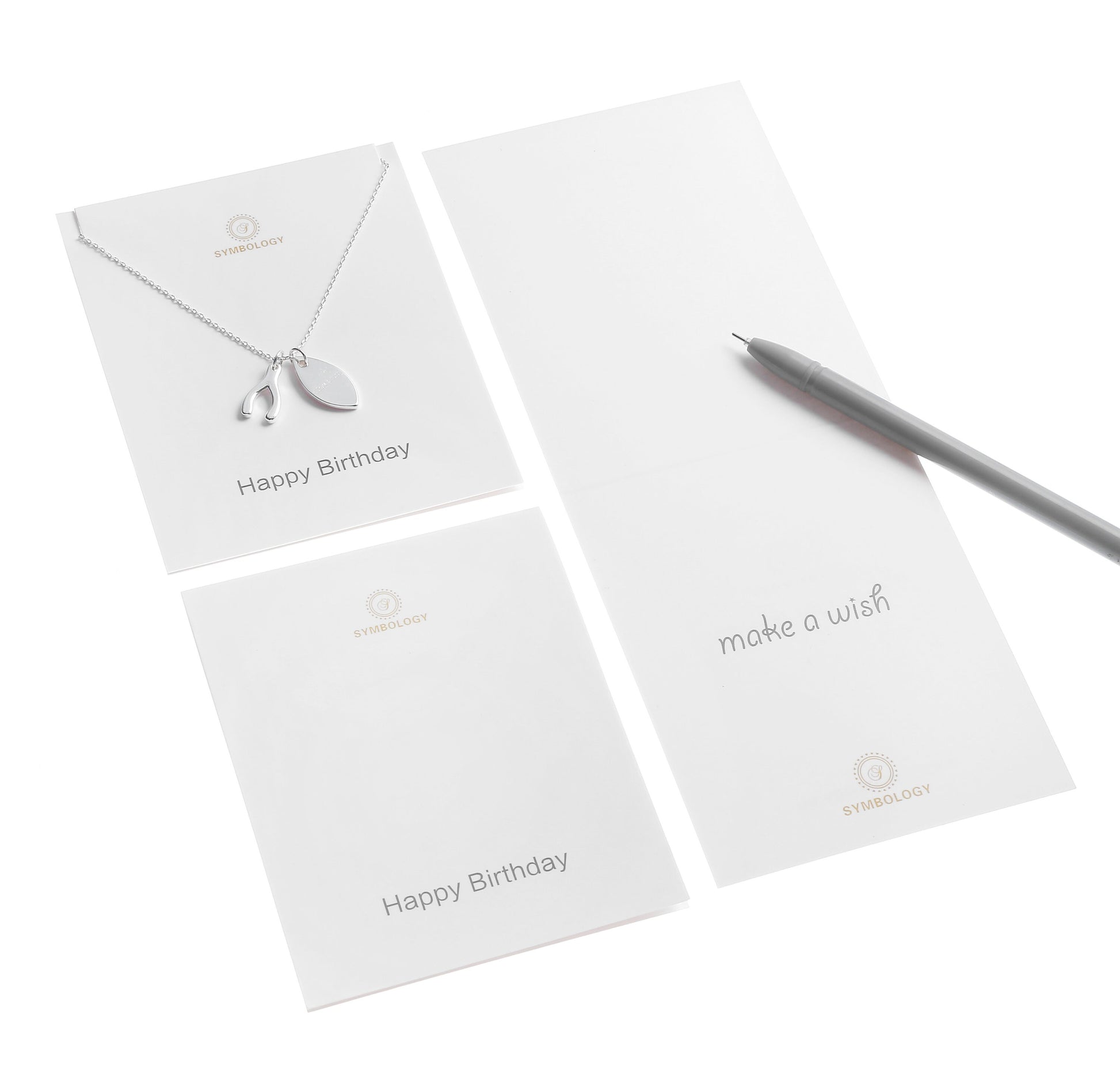 Happy Birthday Personalised Necklace, Silver Wish Bone Charm, Birthstone Initial Pendant, Sentimental Womens Jewellery, Bday Gift for Her