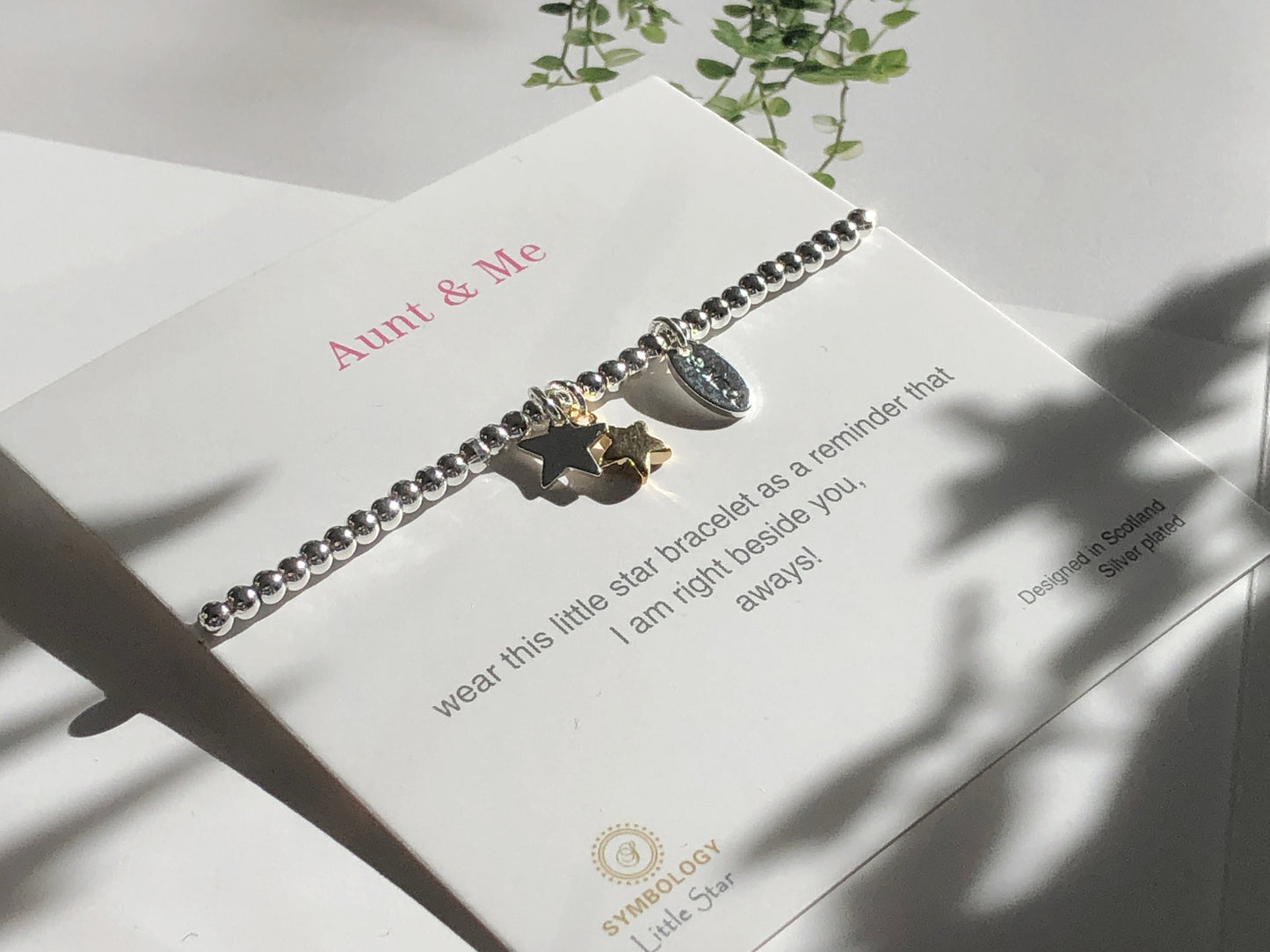 Double Star Bracelet for Aunt and Me of SYMBOLOGY, Aunt & Me Bracelet, Little Girl Bracelet, Gift Boxed