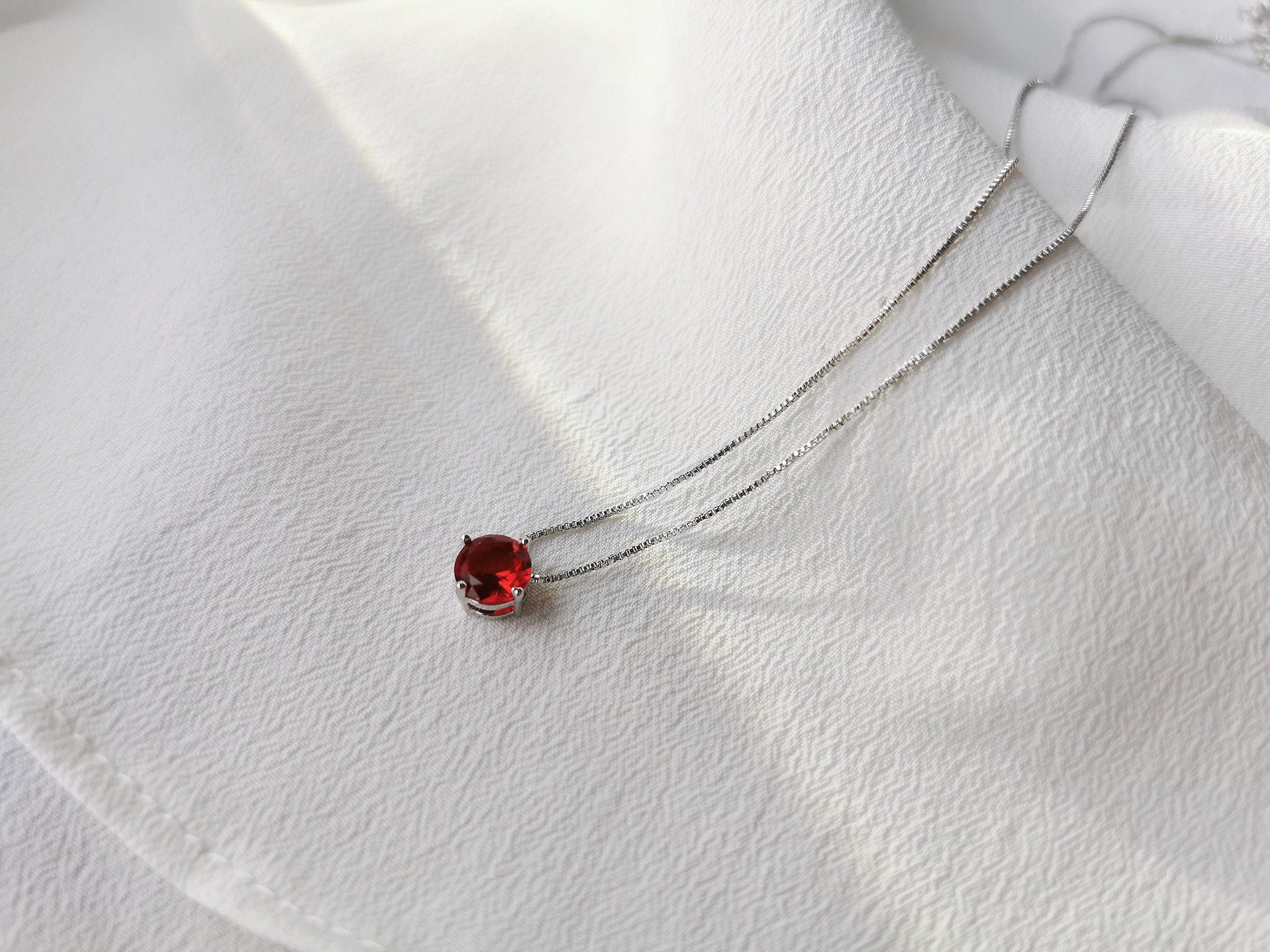 July Birthstone Necklace Handcrafted with Swarovski® Crystals / Ruby Crystal Pendant by SYMBOLOGY / Gift For Her / Valentines / Mothers Day