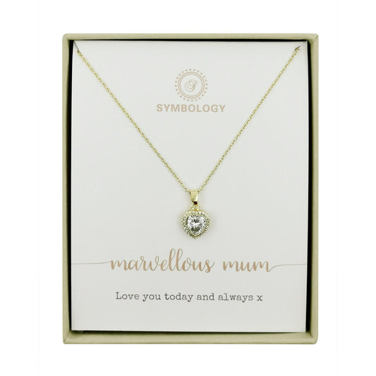 CZ Pave Love Heart Necklace /Handcraft Marvelous Mum Necklace/Symbology Mum and Daughter Gift for Mum / Mother's Day Gift