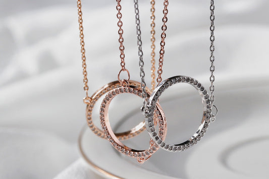 Pave Chic CZ Circle Necklace, Marvelous Mum Necklace, Dainty Everyday Circle Necklace, Silver Big Circle Necklace,Birthday Gift Idea for Her