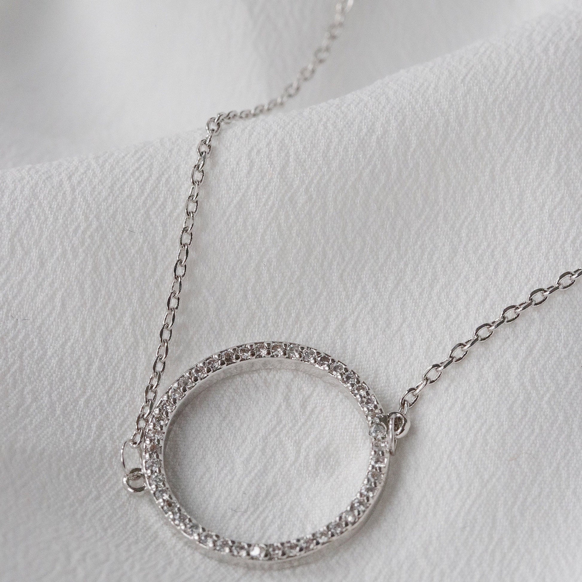 Sister Gift Necklace, SYMBOLOGY Super Sister CZ Circle Necklace With Gift Box / Best Sister / Little Sister Big Sister Gift