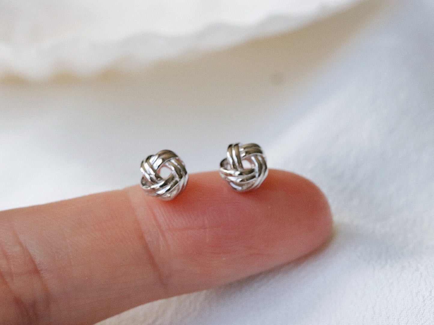 Love Knot Friendship Studs Earring in Sterling Silver With 18K Gold Plating / SYMBOLOGY Silver & Gold Knot Studs / Gift for Best Friend BFF