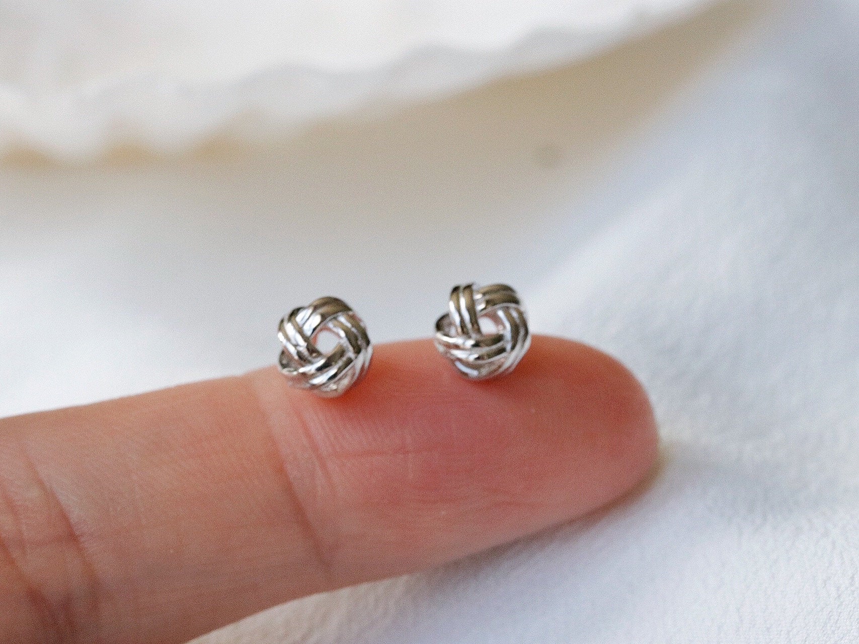 Love Knot Friendship Studs Earring in Sterling Silver With 18K Gold Plating / SYMBOLOGY Silver & Gold Knot Studs / Gift for Best Friend BFF