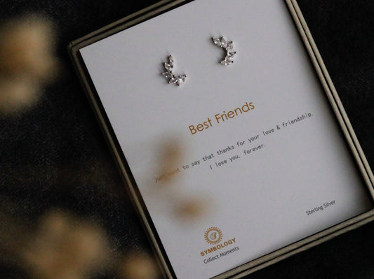 925 Silver CZ Marquise Best Friends Studs Earrings With 18K Gold Plated / Symbology Silver Gold Studs Sentimental Gift for BFF Best Friend