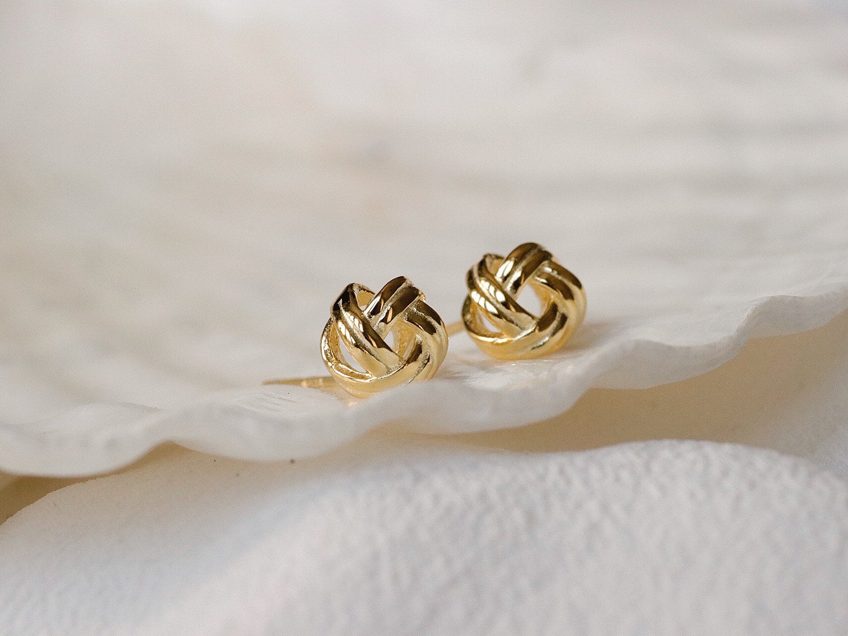 Love Knot Friendship Studs Earring in Sterling Silver With 18K Gold Plating / SYMBOLOGY Silver & Gold Knot Studs / Gift for Best Friend BFF