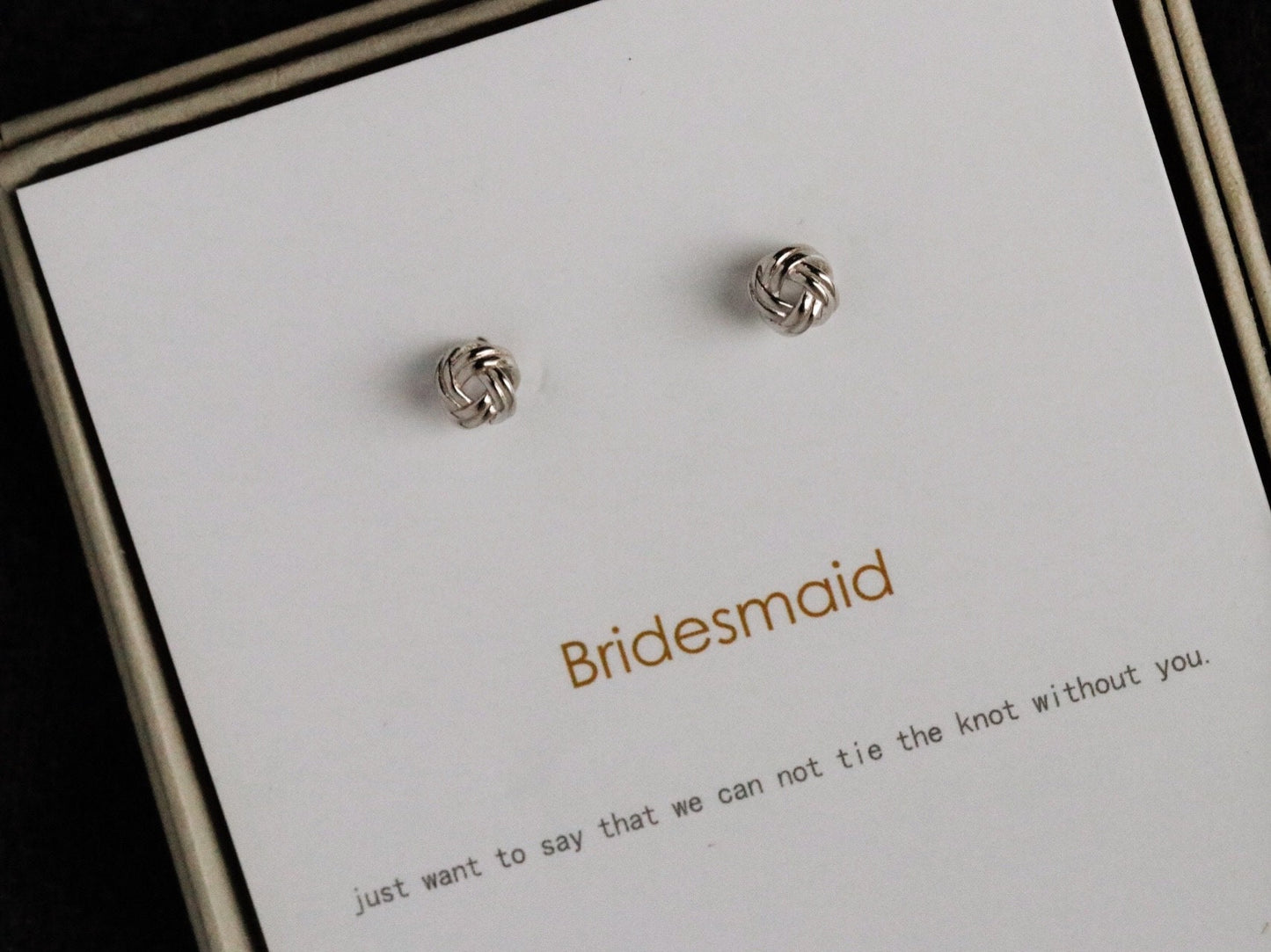 Love Knot Earrings in Sterling Silver / Knotted Bridesmaid Dainty Studs in Silver & Gold / Wedding Gift for Bridal Party / Best Friends Gift