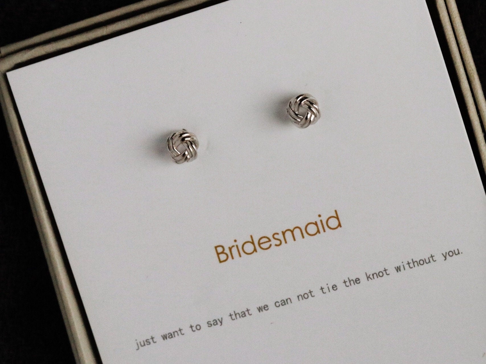Love Knot Earrings in Sterling Silver / Knotted Bridesmaid Dainty Studs in Silver & Gold / Wedding Gift for Bridal Party / Best Friends Gift