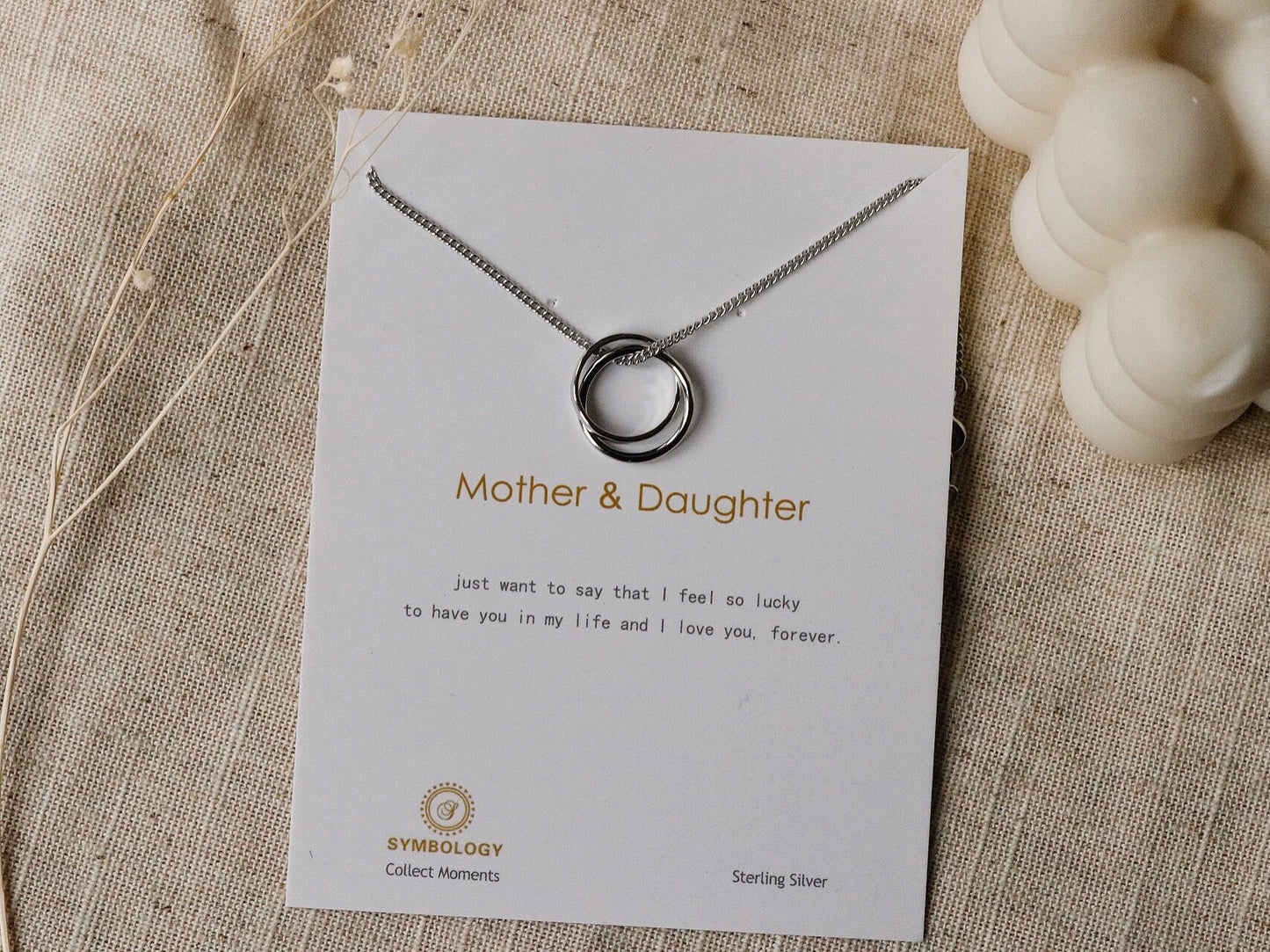 925 Silver Stacked Circle Necklace, Mother Daughter Minimalist Necklace, Gift For Her, Mother Daughter Gift, Family Gift, Wedding Gift,