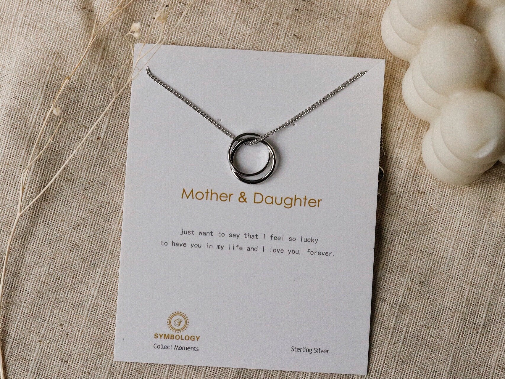 925 Silver Stacked Circle Necklace, Mother Daughter Minimalist Necklace, Gift For Her, Mother Daughter Gift, Family Gift, Wedding Gift,