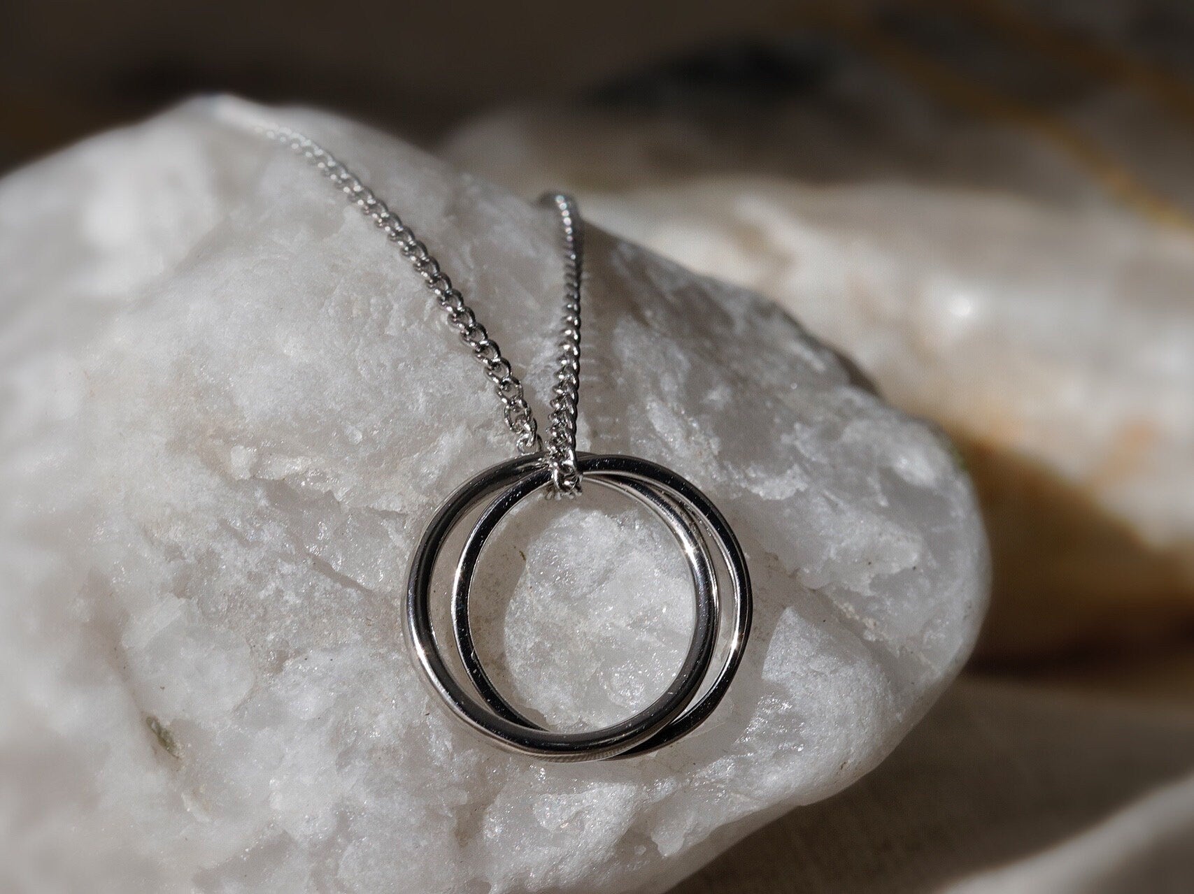 925 Silver Stacked Circle Necklace, Mother Daughter Minimalist Necklace, Gift For Her, Mother Daughter Gift, Family Gift, Wedding Gift,