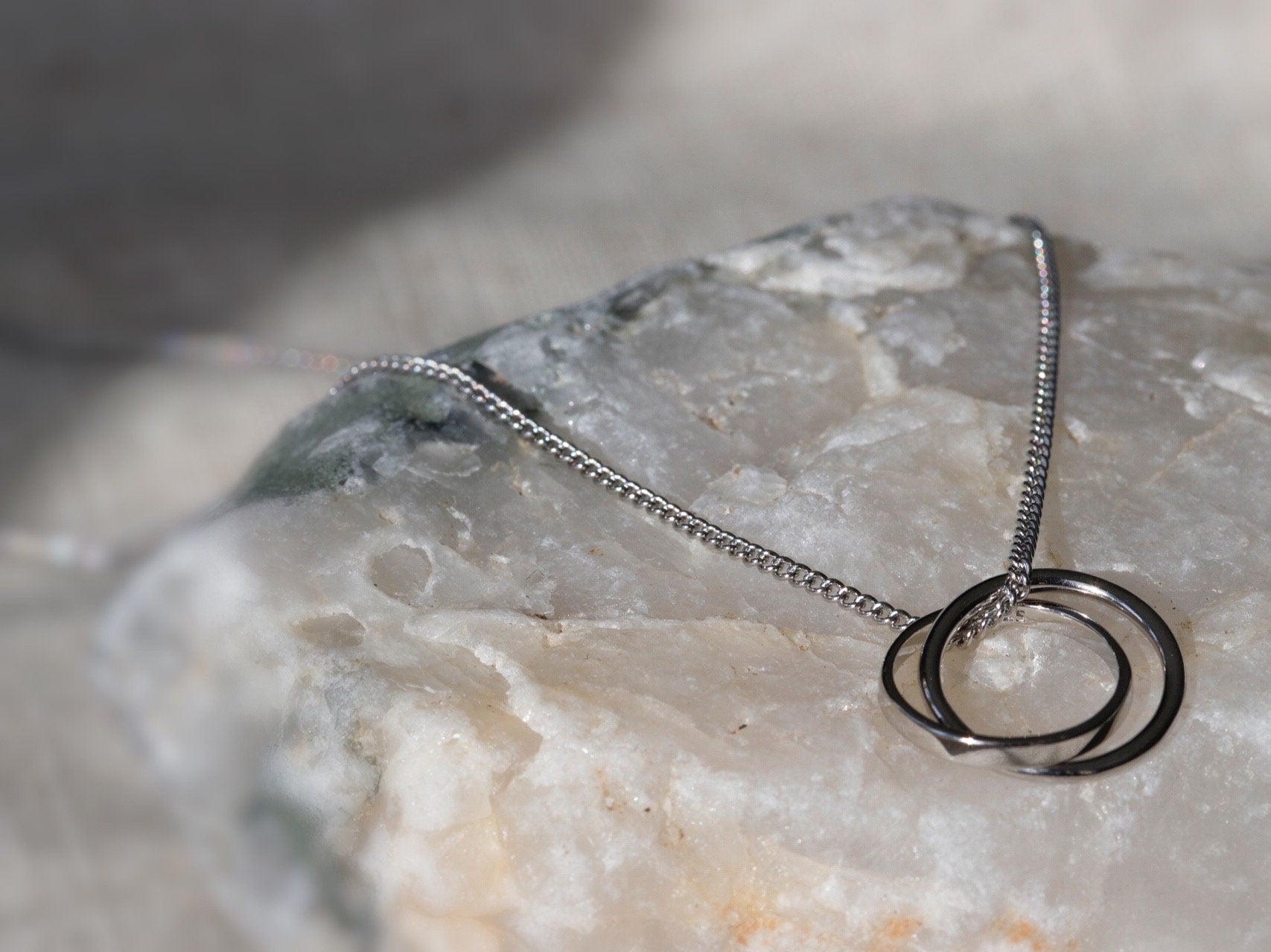 925 Silver Stacked Circle Necklace, Mother Daughter Minimalist Necklace, Gift For Her, Mother Daughter Gift, Family Gift, Wedding Gift,