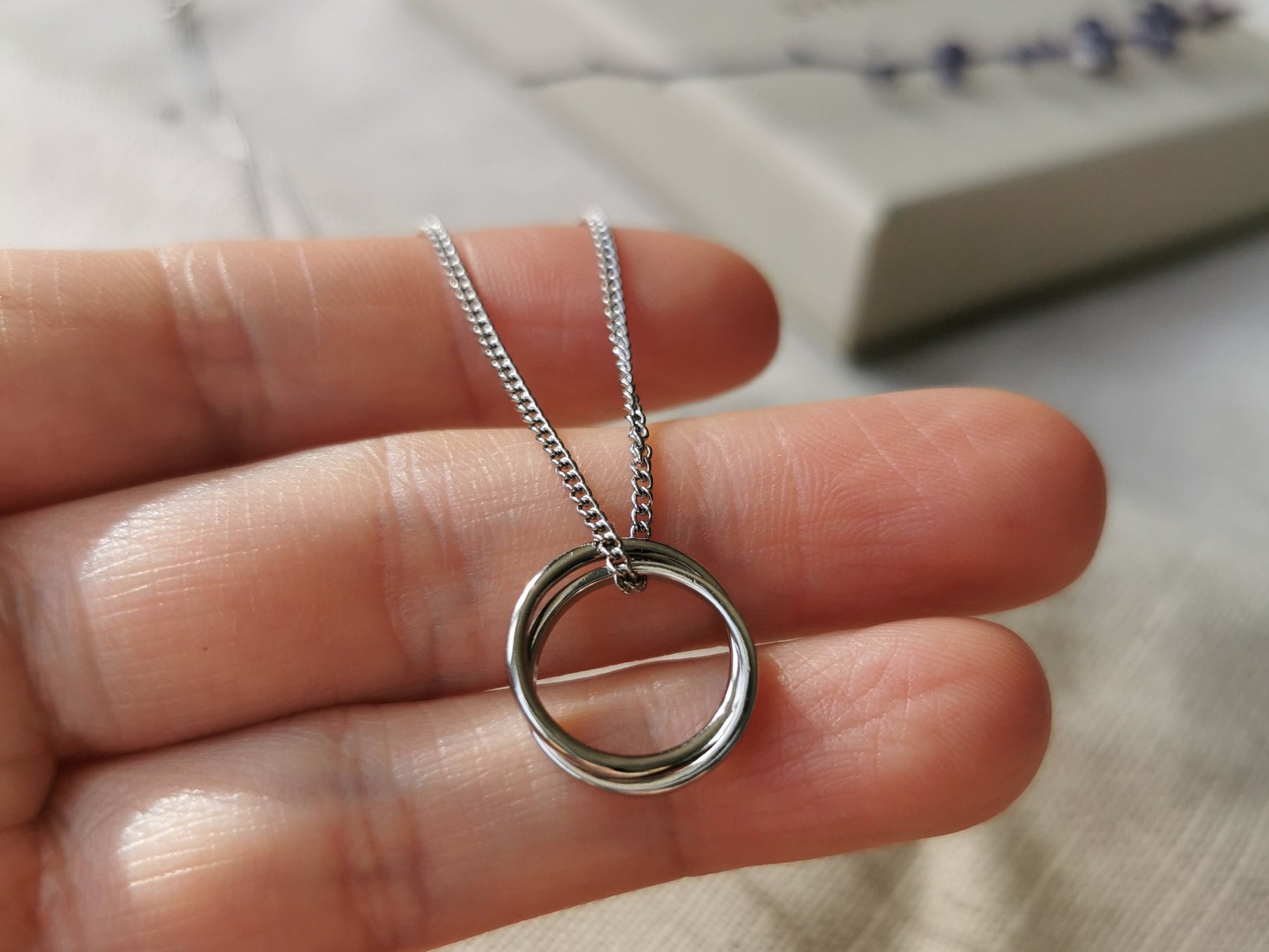 925 Silver Stacked Circle Necklace, Mother Daughter Minimalist Necklace, Gift For Her, Mother Daughter Gift, Family Gift, Wedding Gift,
