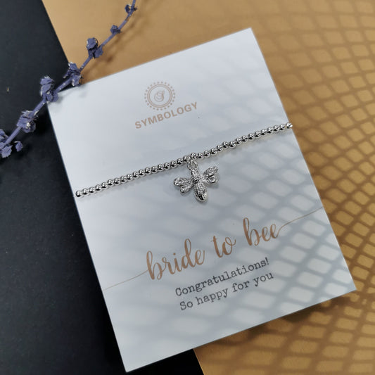 Bride To Be Bracelet Gift / Silver Beads Bracelet with Bee Symbol Charm / Wedding Gift For Bride / Silver Bee Charm Bracelet with Gift Box