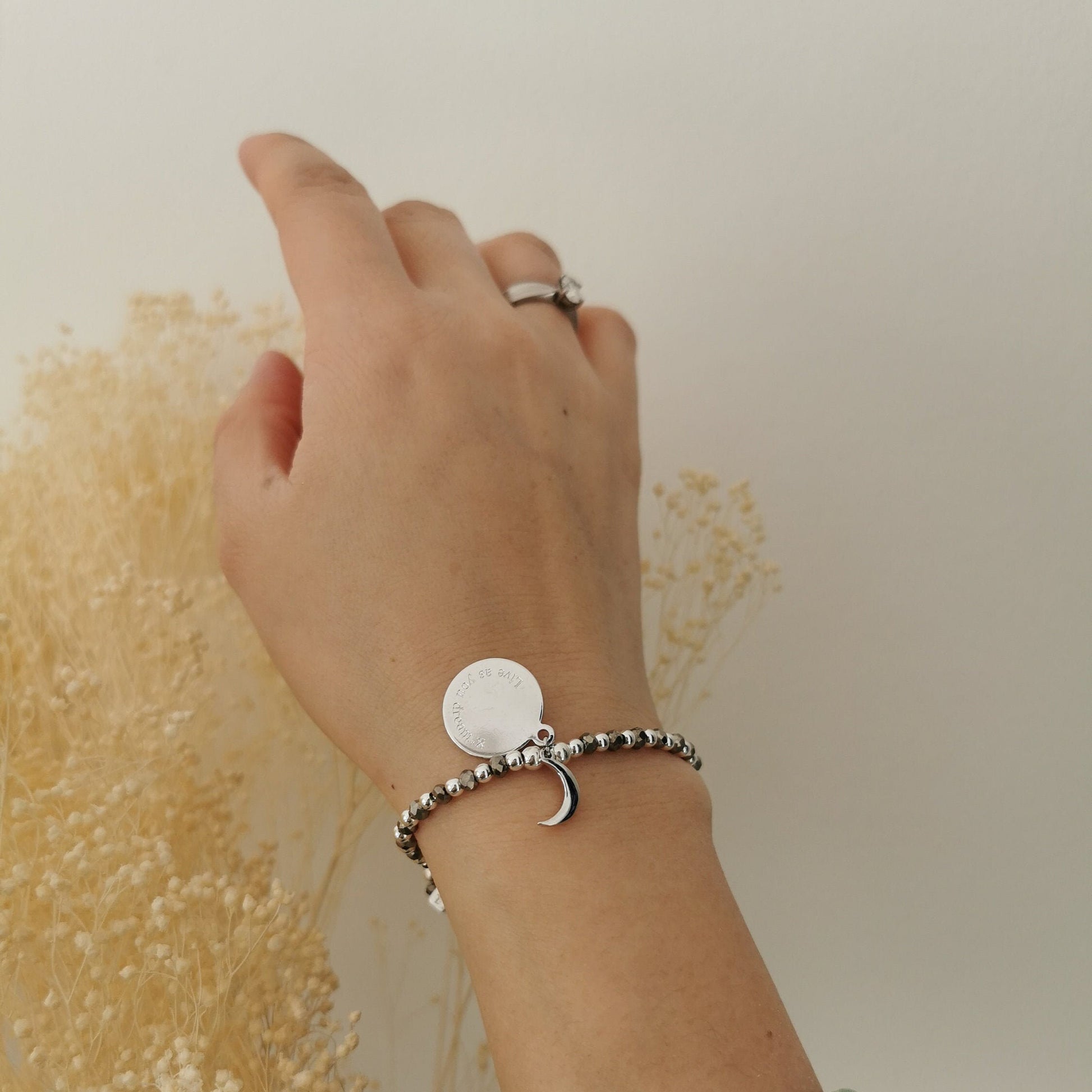 Graduation Gift / Rose Gold Moon Sentimental Bracelet / Live As You Dream Bracelet / Gift For Best Friend / Leaving Gift / New Job Gift