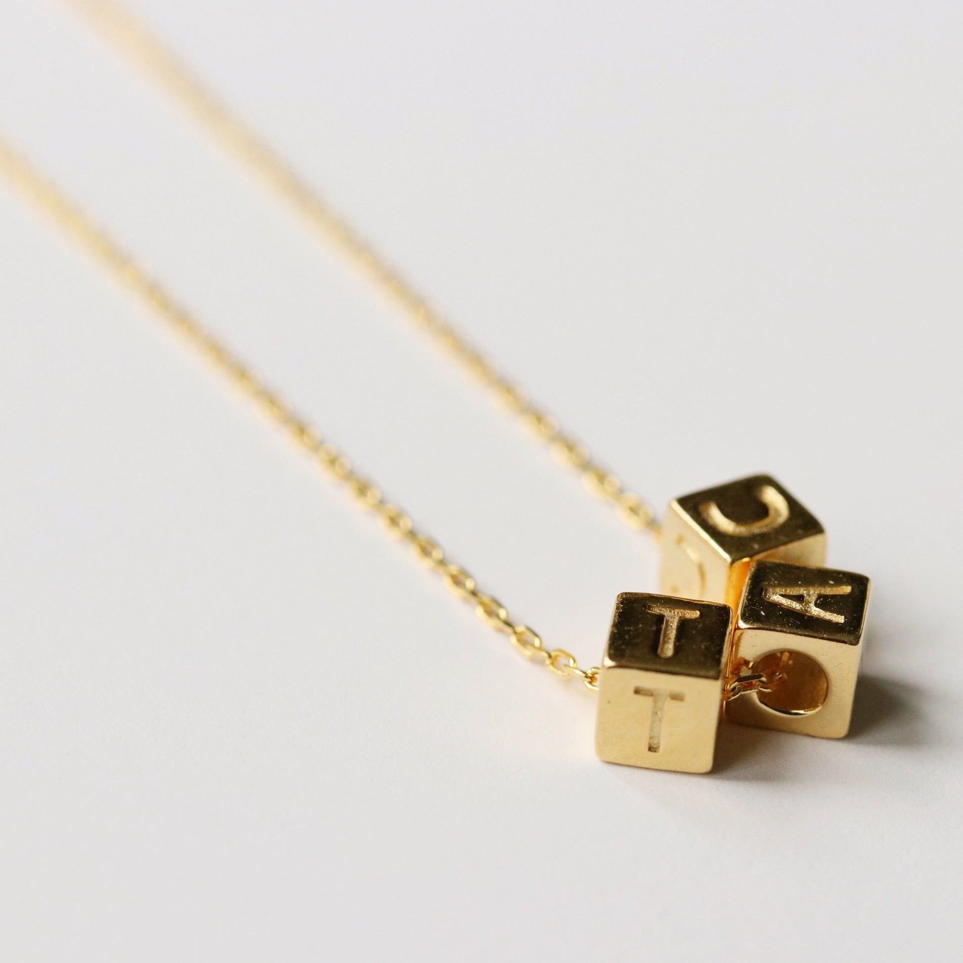 Sterling Silver Initial Necklace, Solid Silver Letter Necklace, Personalised Jewellery, Alphabet Cube Necklace, Valentines Gift for Her