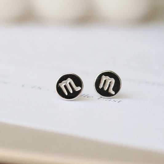 Sterling Silver Zodiac Studs, Dainty Silver earrings, Star Sign Scorpio Earrings, Horoscope Earring, Gift For Her/Mum/friend, Christmas gift