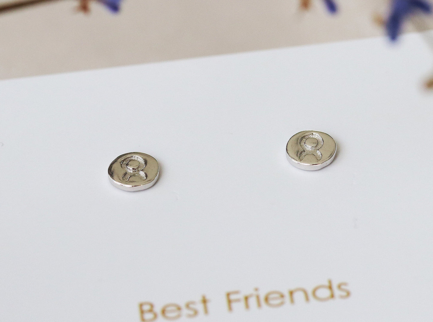 925 Silver Dainty Circle Disc Earrings, Sterling Silver Studs, Star Sign Capricorn Earrings, Astrology Earrings, Christmas gift for Her
