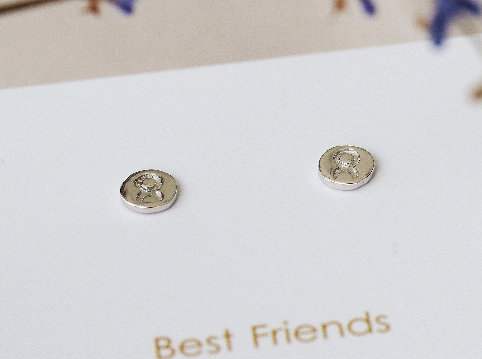 925 Silver Dainty Circle Disc Earrings, Sterling Silver Studs, Star Sign Capricorn Earrings, Astrology Earrings, Christmas gift for Her
