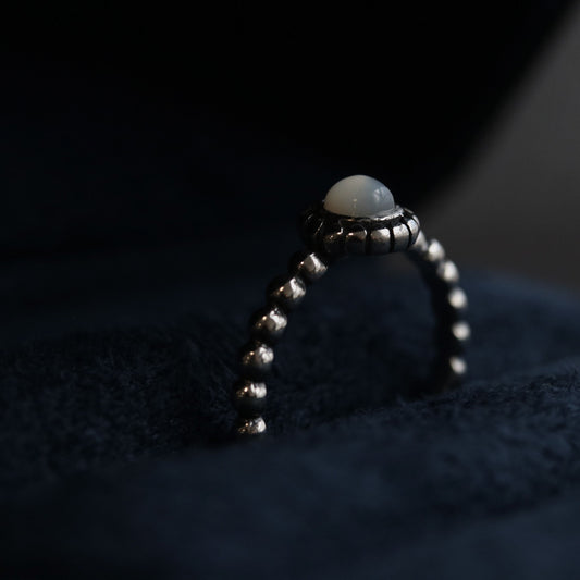 Sterling Silver Moonstone Open Bubble Ring, Modern Minimal Adjustable Silver Ring, Dainty Birthstone Ring, Stackable Rings, Gift for Her