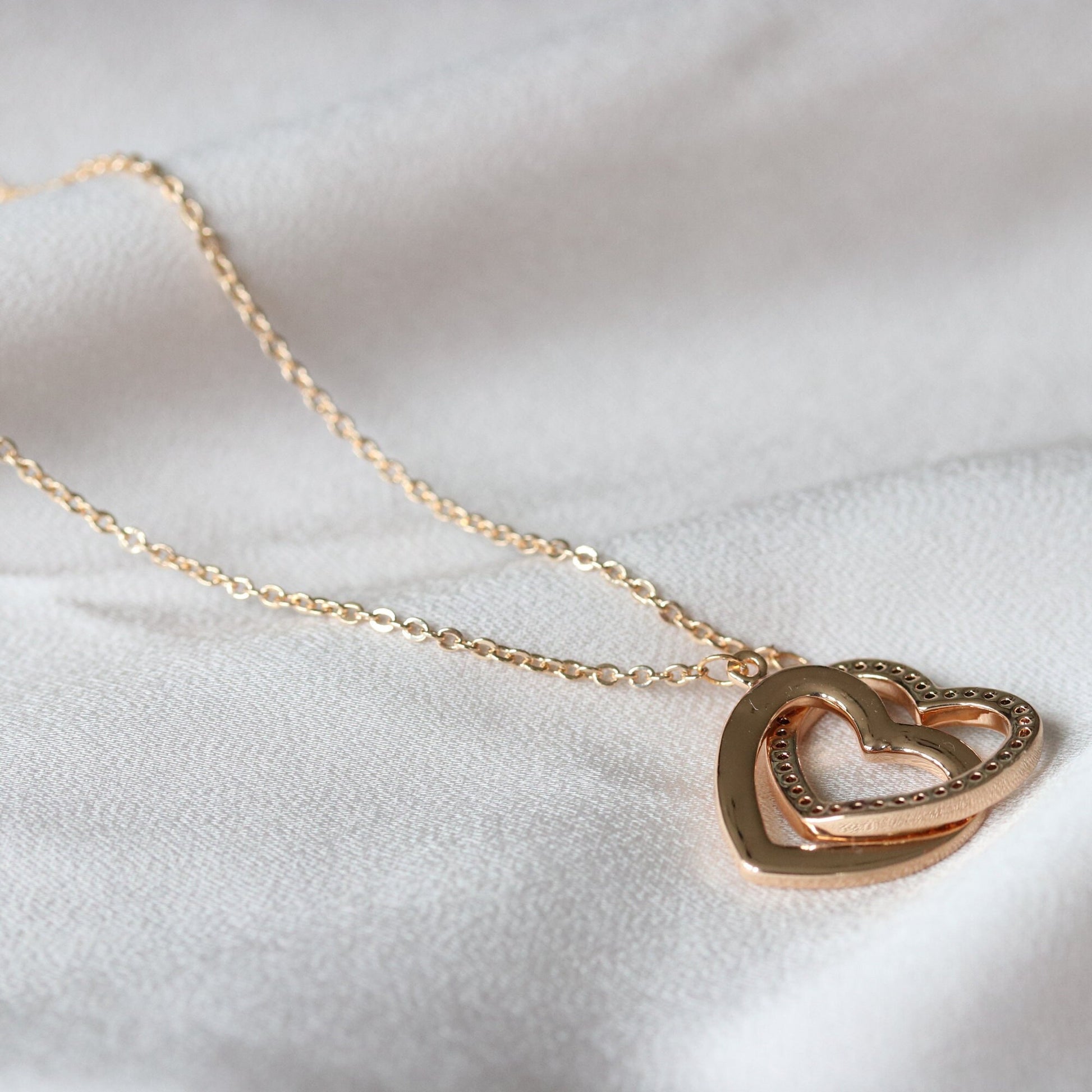 Auntie Gift Double Circle Necklace in White Gold, Rose Gold, Gold / Interlinking Circles Chain Necklace / Christmas Gift / Gift For Auntie