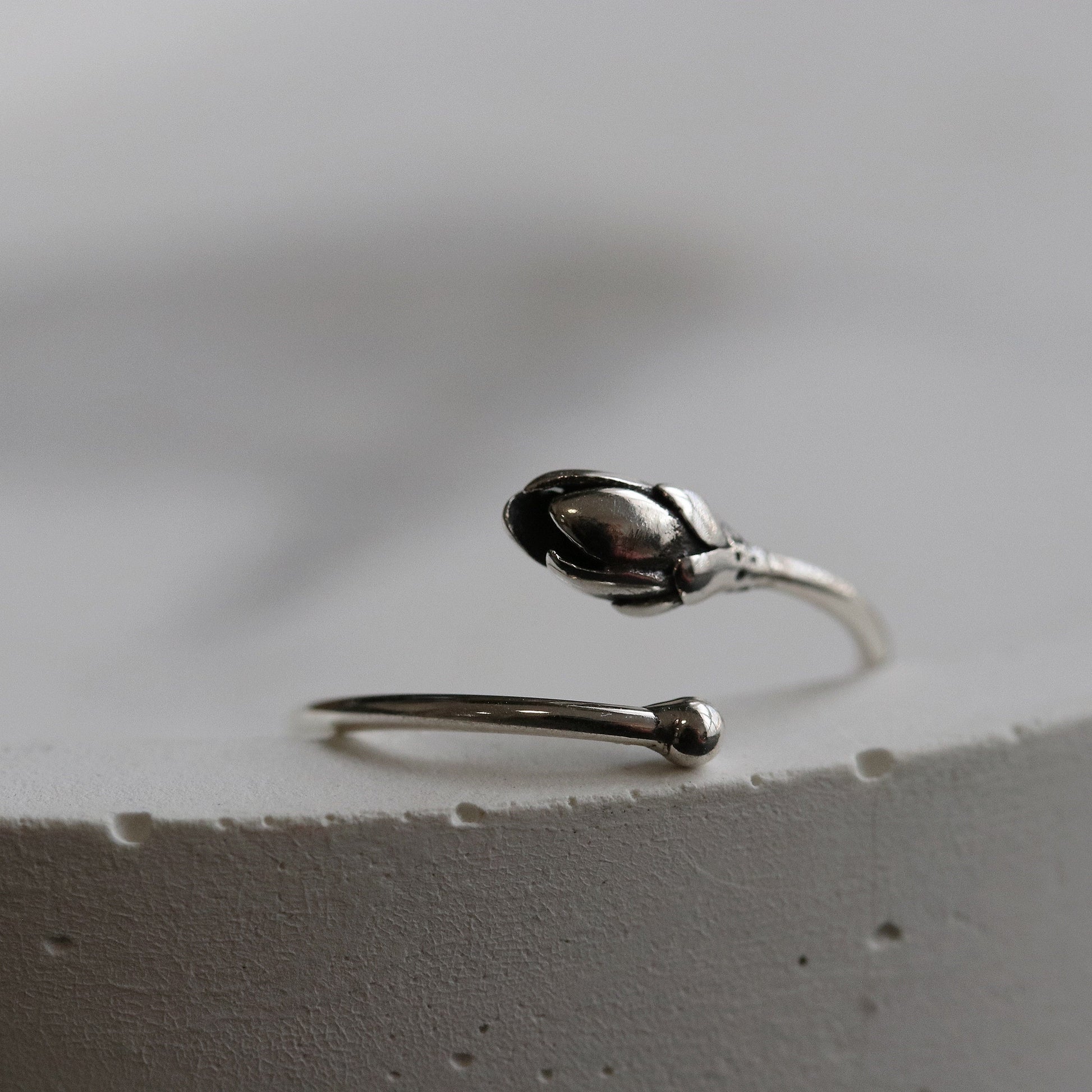 Dainty Open Rose Ring in Sterling Silver, 925 Silver Vintage Flower Ring, Silver Rose Ring, Adjustable Wrap Ring, Anniversary Gift For Her,