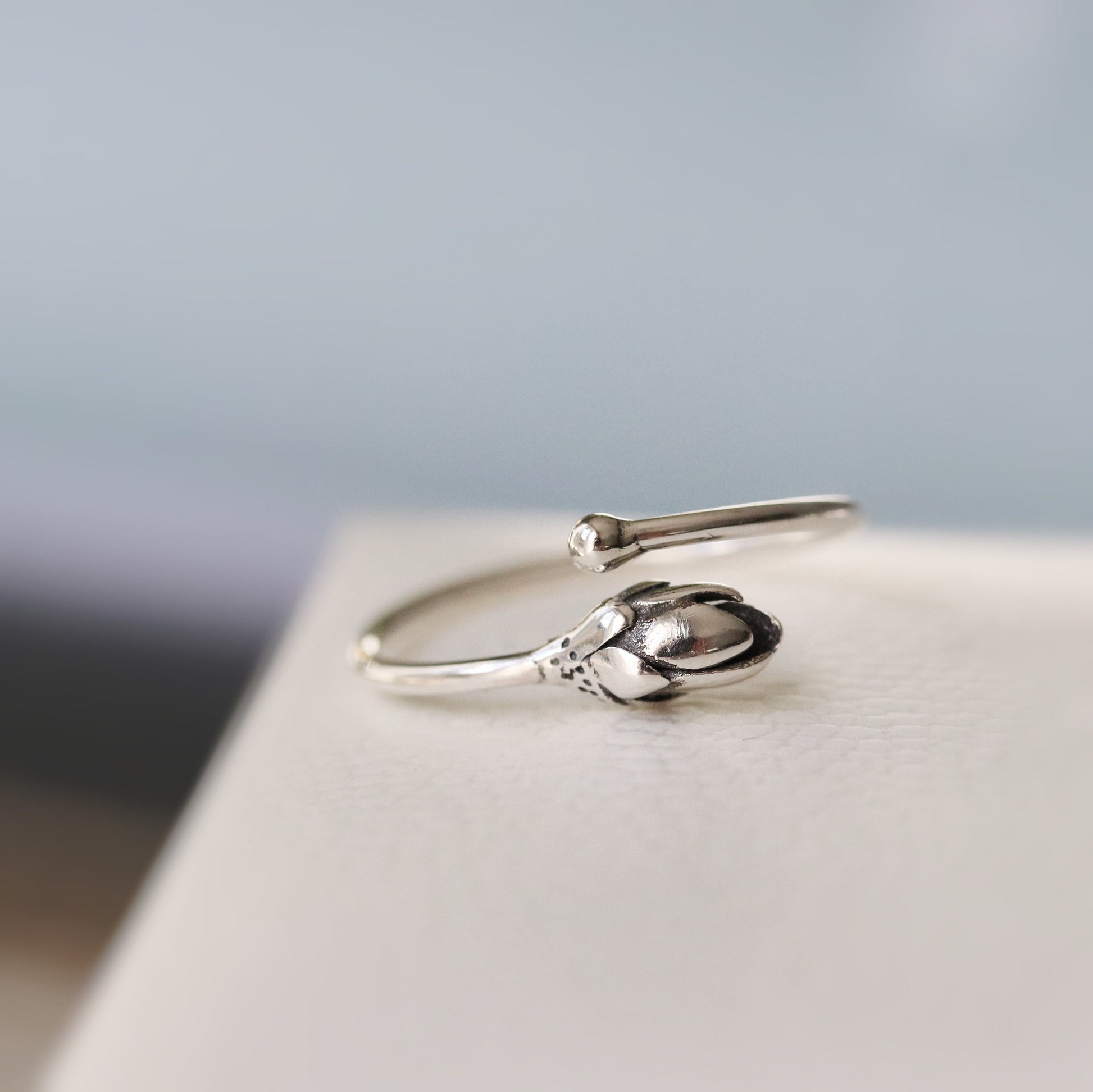 Dainty Open Rose Ring in Sterling Silver, 925 Silver Vintage Flower Ring, Silver Rose Ring, Adjustable Wrap Ring, Anniversary Gift For Her,