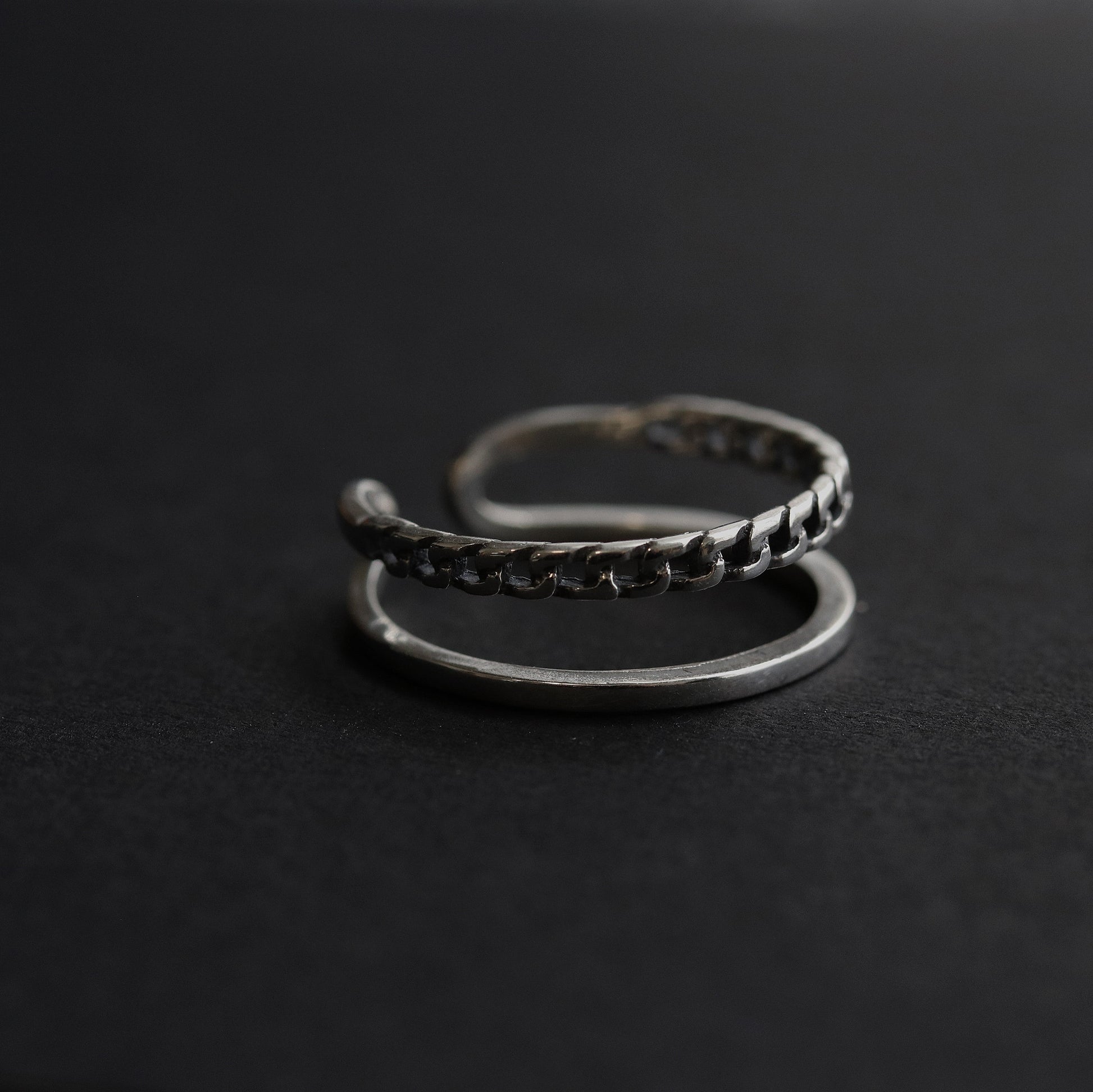 Double Line Band Open Ring in Sterling Silver, 925 Silver Classic Geographic Ring, Adjustable Ring Band Ring, Resizable Ring, Gift for Her