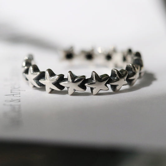 Star Ring in Sterling Silver, Minimal Star Jewelry, Good Luck Ring, Dainty Band Ring, Thin Ring, Silver Band Open Ring, Adjustable Ring