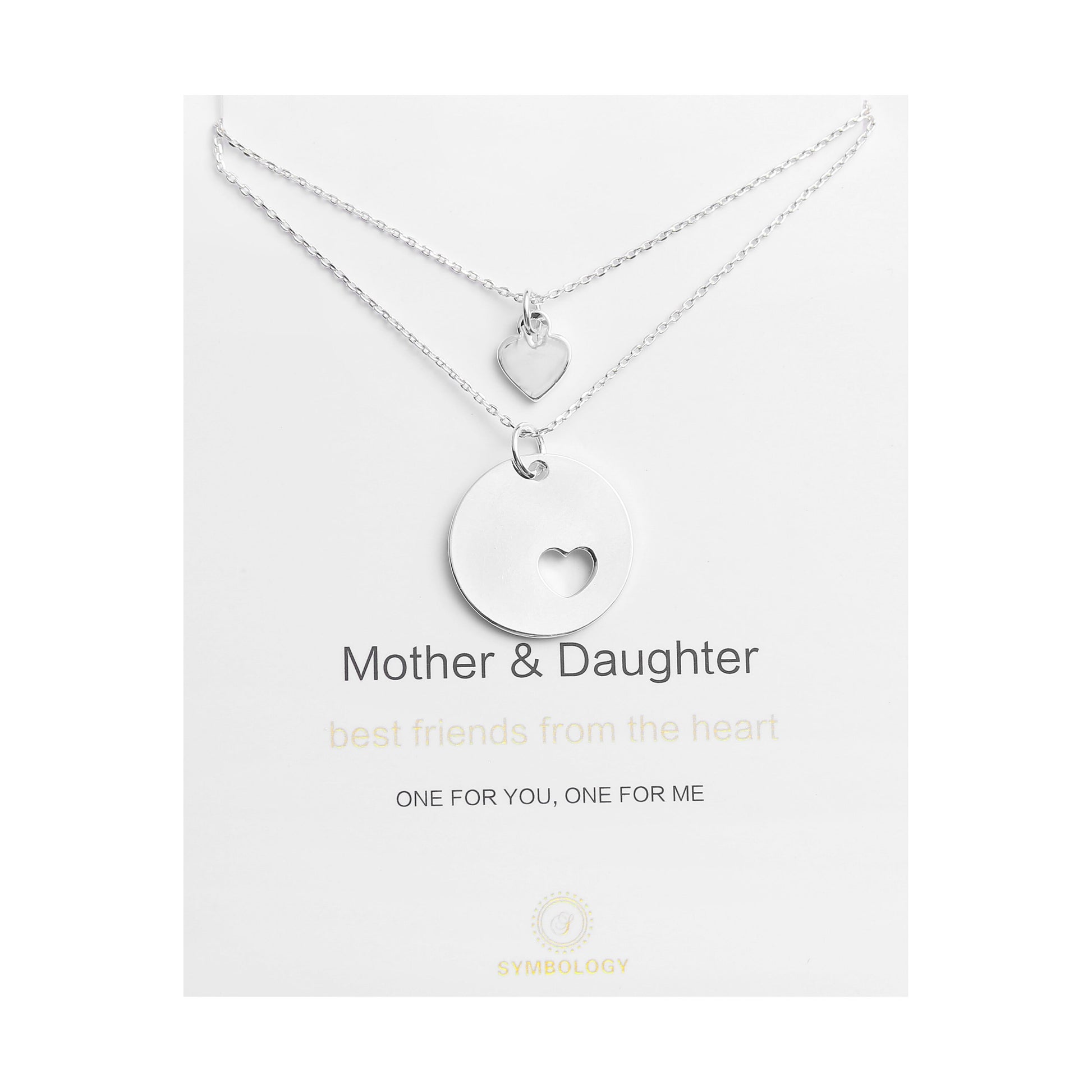 Mother Daughter Gift Necklace, Silver Love Heart Necklace, Personalised Birthstone Initial Pendant, Sentimental Women Jewellery,Gift for Her