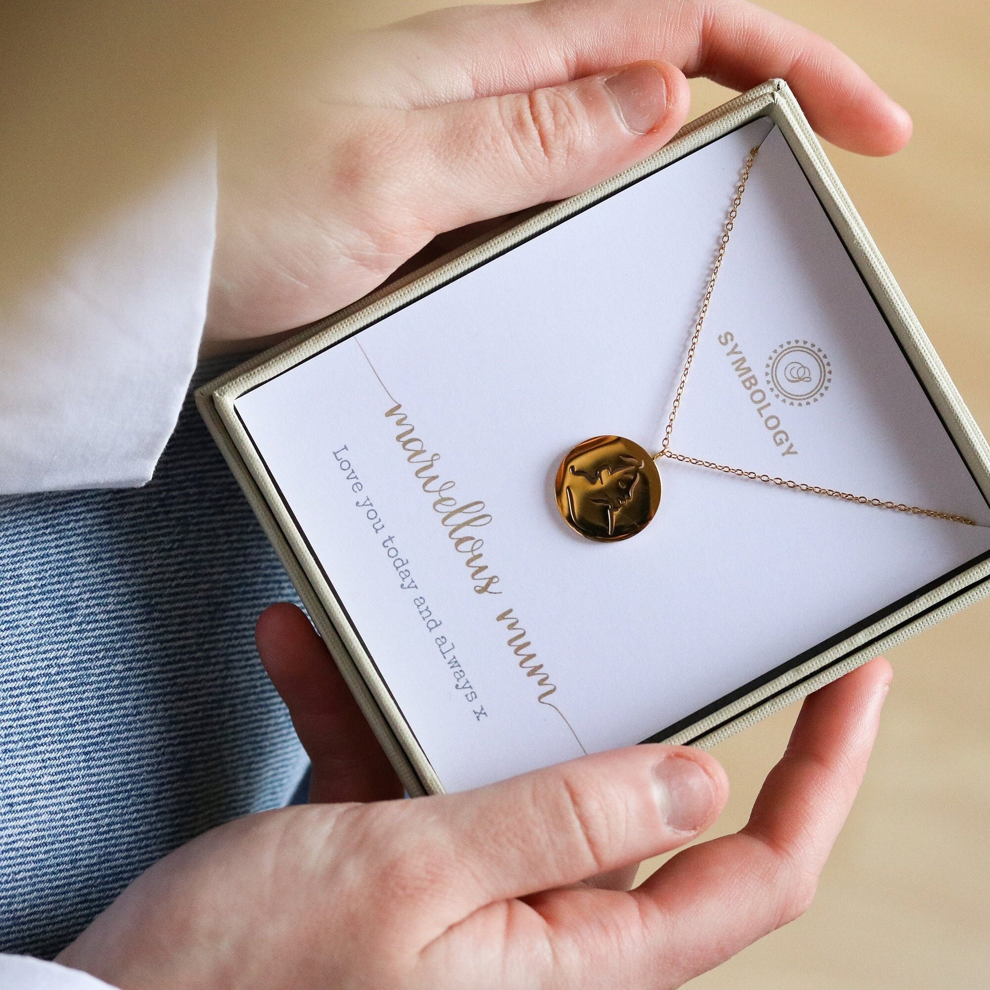 Personalised Abstract Portrait Mother Necklace / Gold Marvellous Mum Birthstone Necklace in Stainless Steel / Mom Gift / Mother Gift for Her