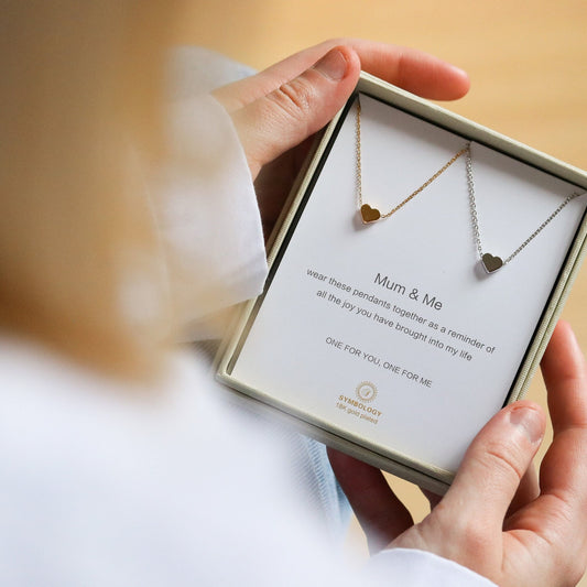 Sterling Silver Mother Daughter Initial Heart Disc Necklace,Gold Vermeil Personalised Mum & Me Necklace Set,Christmas Gift for Mum Daughter