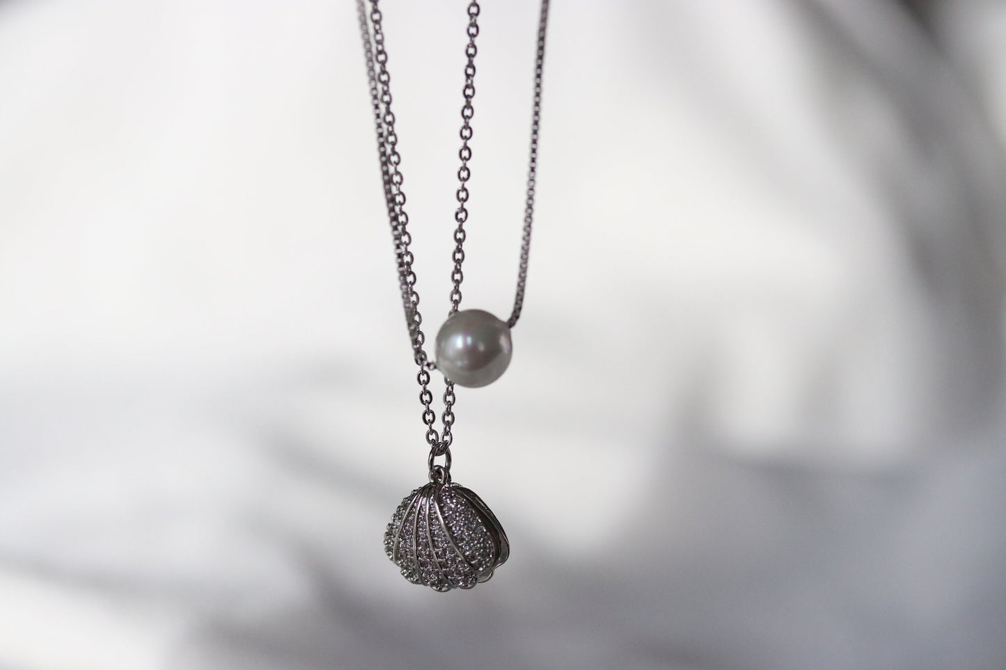 Mother Daughter Shell and Pearls Necklace Set, Wedding Necklace for Mum and Bride, Present for Mum/Sister/Friends/Bridesmaid/Wedding Gift