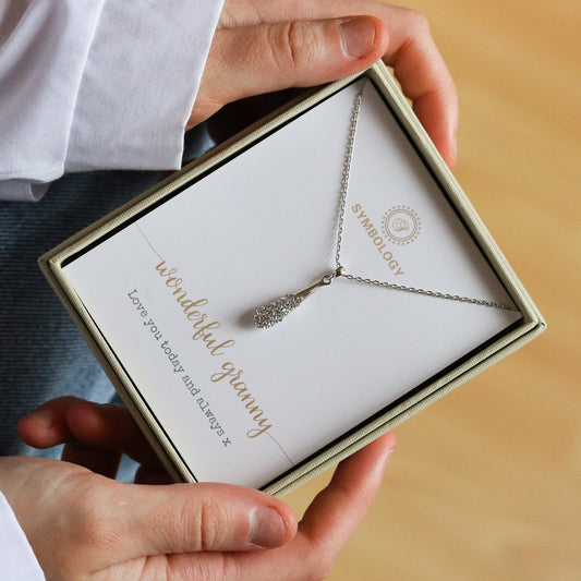 Wonderful Granny Teardrop Pendant Necklace, CZ Pave Dangle Necklace for Grandmother, Mothers Day Gift, Gift for Her