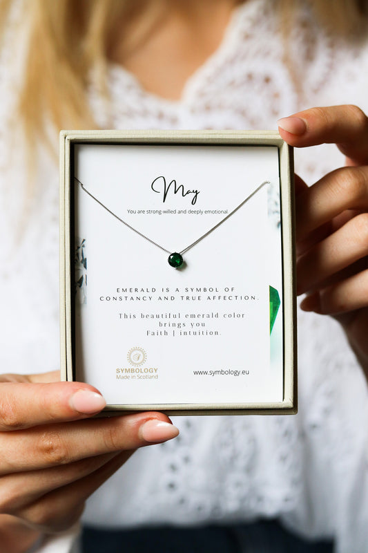 Mother's Day Gift / May Birthstone Necklace / Emerald Crystal Pendant Handcrafted with Swarovski® Crystals / Valentines Gift For Her