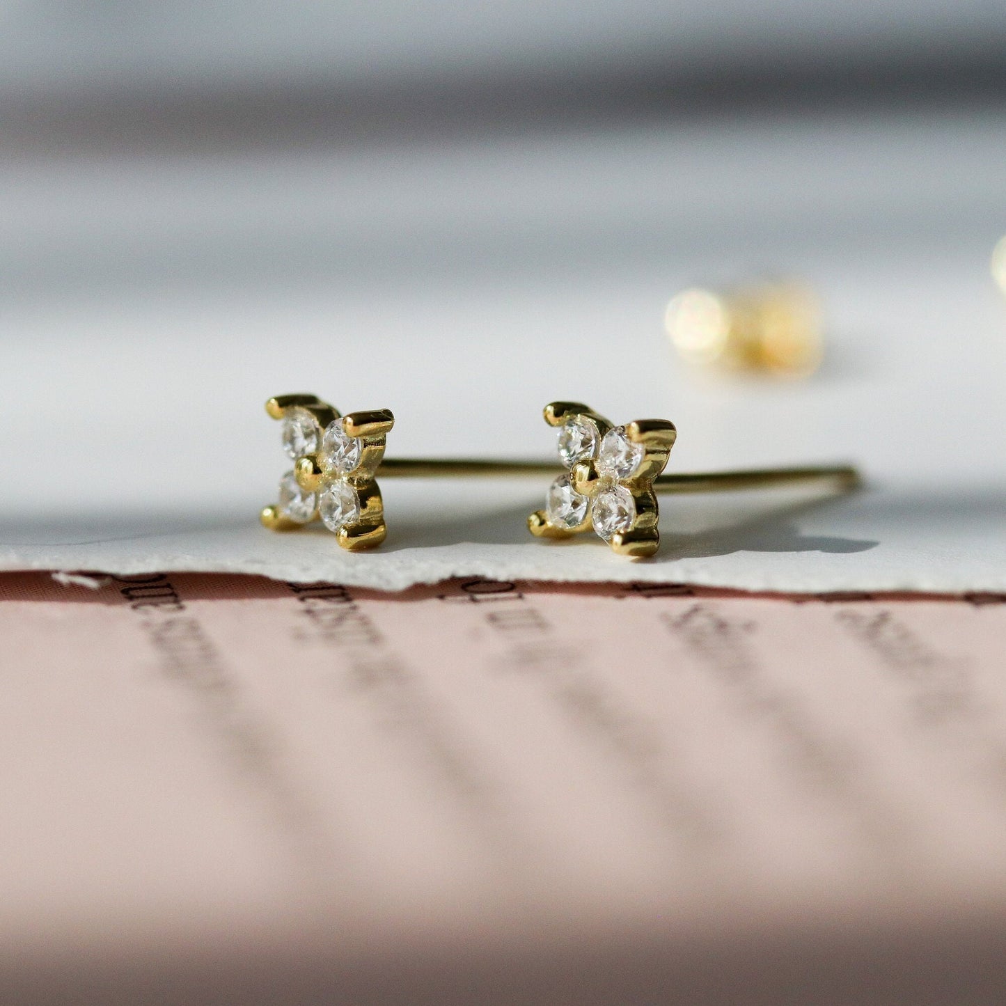Tiny CZ Pave Earrings, Hydrangea Flower Inspired Studs, Gold and Silver Sparkly Earrings, Dainty Minimalistic Womens Jewellery, Gift for Her