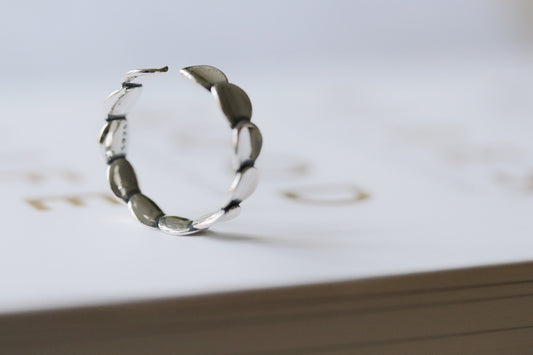 Sterling Silver Circle Band Open Ring, Silver Geographic Stack Ring, Dainty Adjustable Star Ring, Resizable Ring, Jewellery Gift for Her