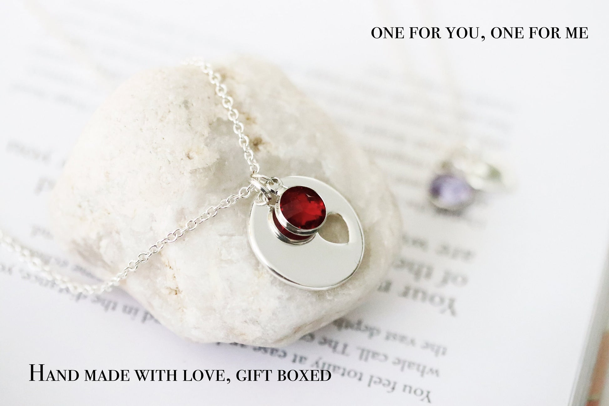 Mother Daughter Gift Necklace, Silver Love Heart Necklace, Personalised Birthstone Initial Pendant, Sentimental Women Jewellery,Gift for Her