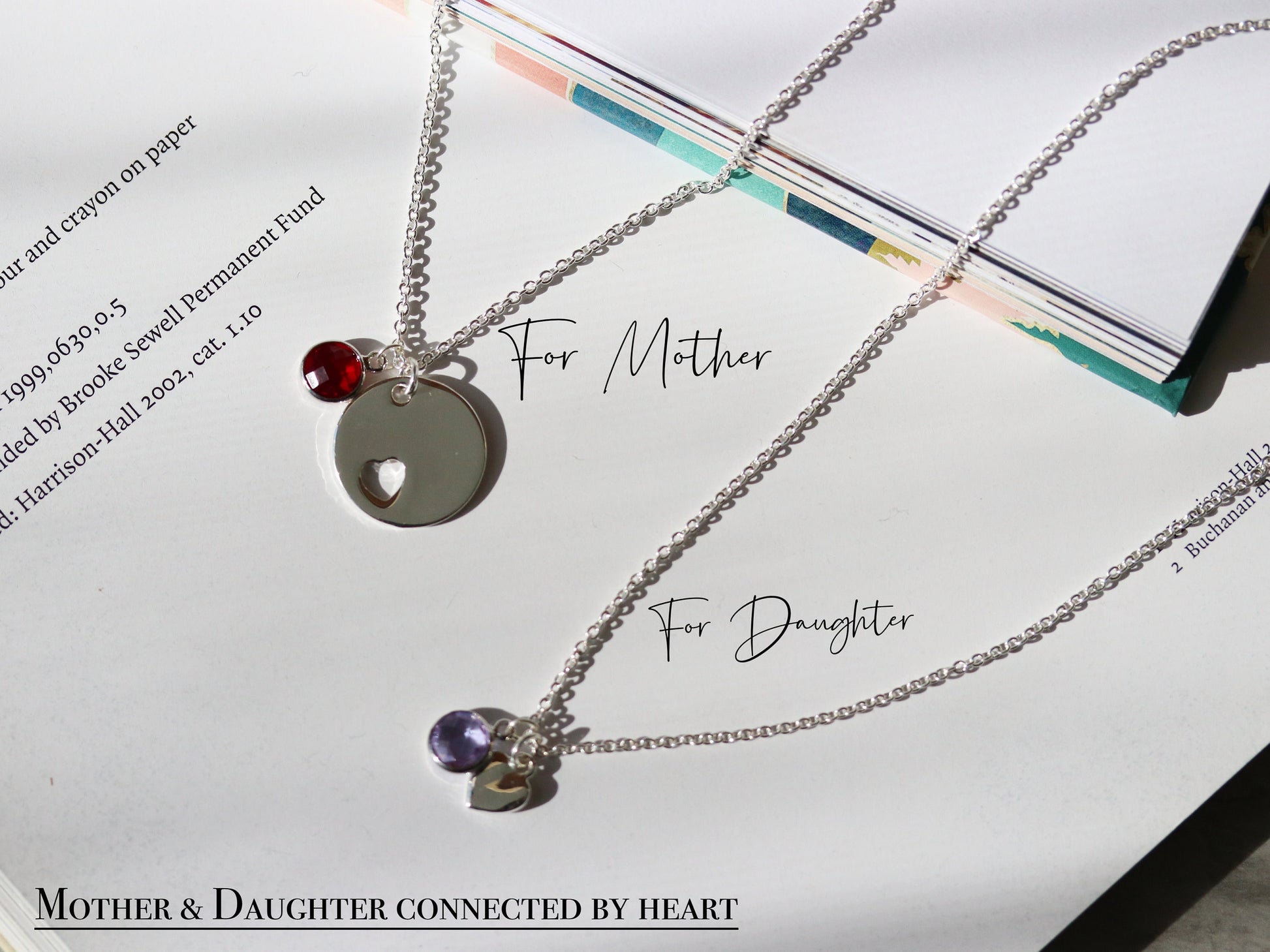 Mother Daughter Gift Necklace, Silver Love Heart Necklace, Personalised Birthstone Initial Pendant, Sentimental Women Jewellery,Gift for Her