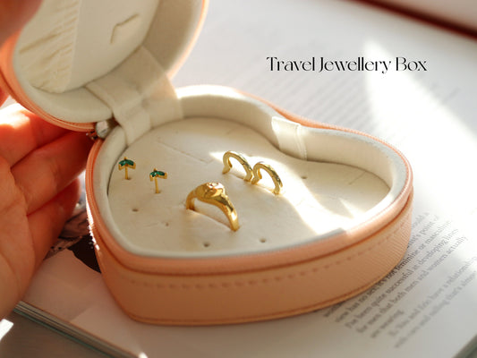 Mini travel Jewellery Box, Love Heart PU jewellery box, Stylish Birthday Gift for Her, Bridesmaid Wedding Gift, Personalised Gift