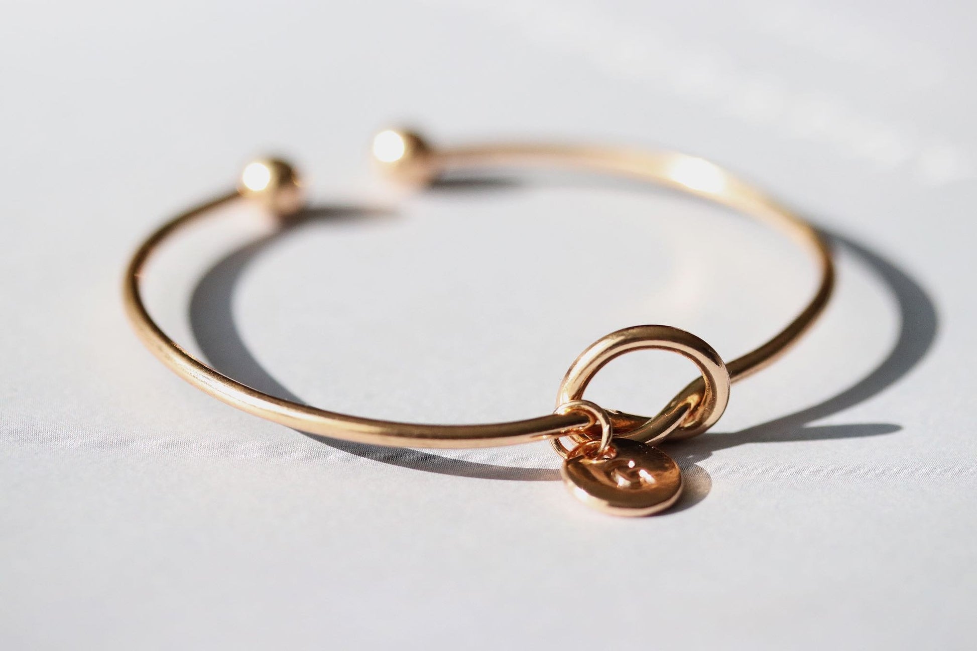 Bridesmaid Knot Initial Open Bangle, Gold Birthstone Charm Bracelet,Wedding Maid of Honour Bracelet,Wedding Gift For Her, Birthday Girl Gift