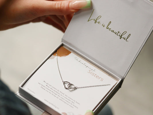 Sterling Silver Un-biological Sister Necklace, Silver Gold Circle Love Heart Soul Sister Necklace, Best Friend Gift, Birthday Gift For Her,