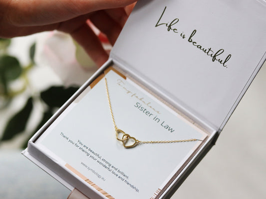 Sterling Silver Sister in Law Necklace, Silver Gold Circle Love Heart Soul Sister Necklace, Best Friend Gift, Birthday Gift For Her,