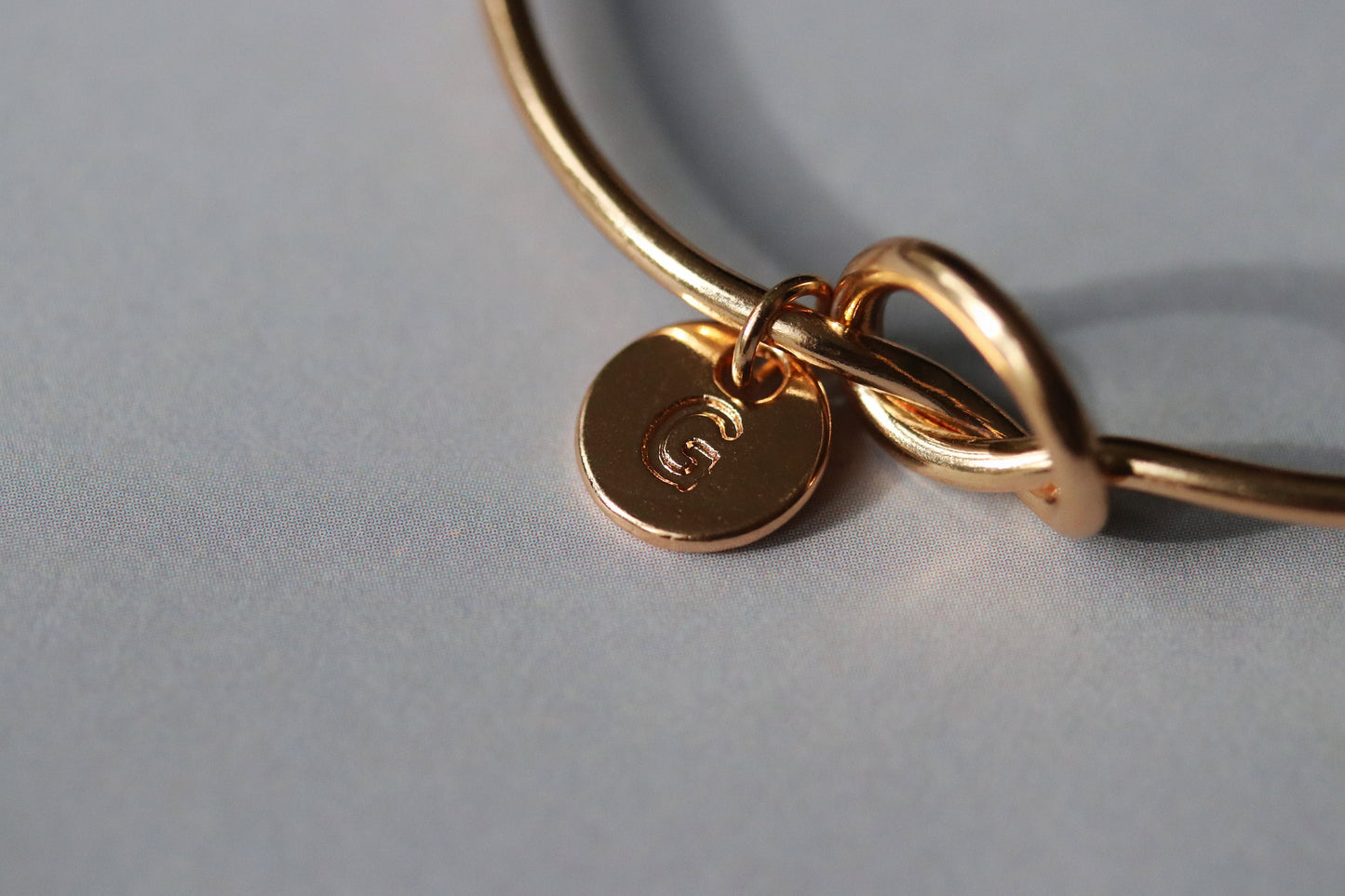 Personalised Silver Friendship Knot Bracelet, Gold Initial Open Bangle, Emerald Crystal, May Birthstone Bracelet, Birthstone Gift for Her